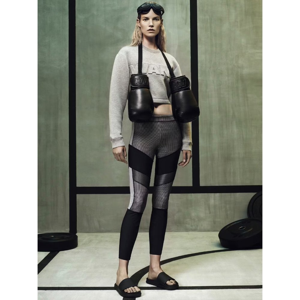 RARE Alexander Wang x H&M Black & Silver Reflective Houndstooth Leggings sz 10